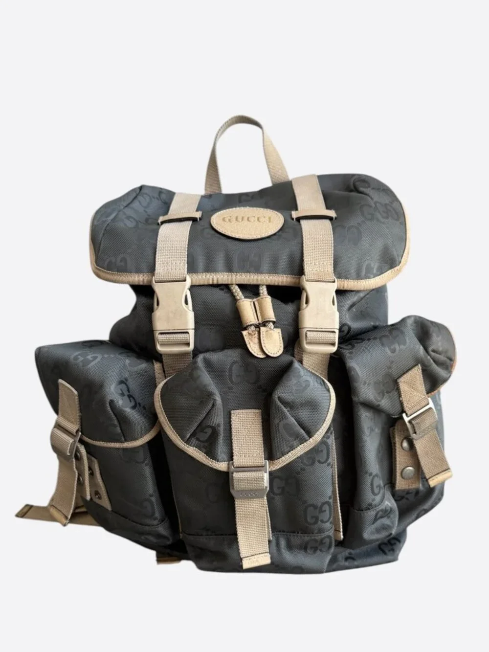Gucci Black & Tan Supreme GG Monogram Off The Grid Backpack